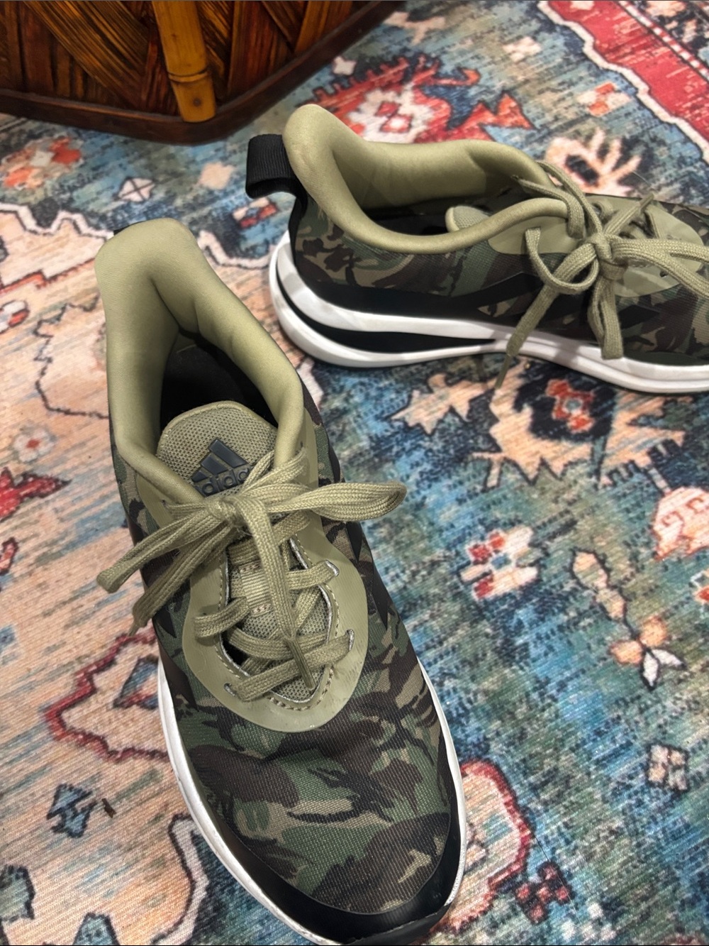 adidas Kids Olive Green Camo Sneakers